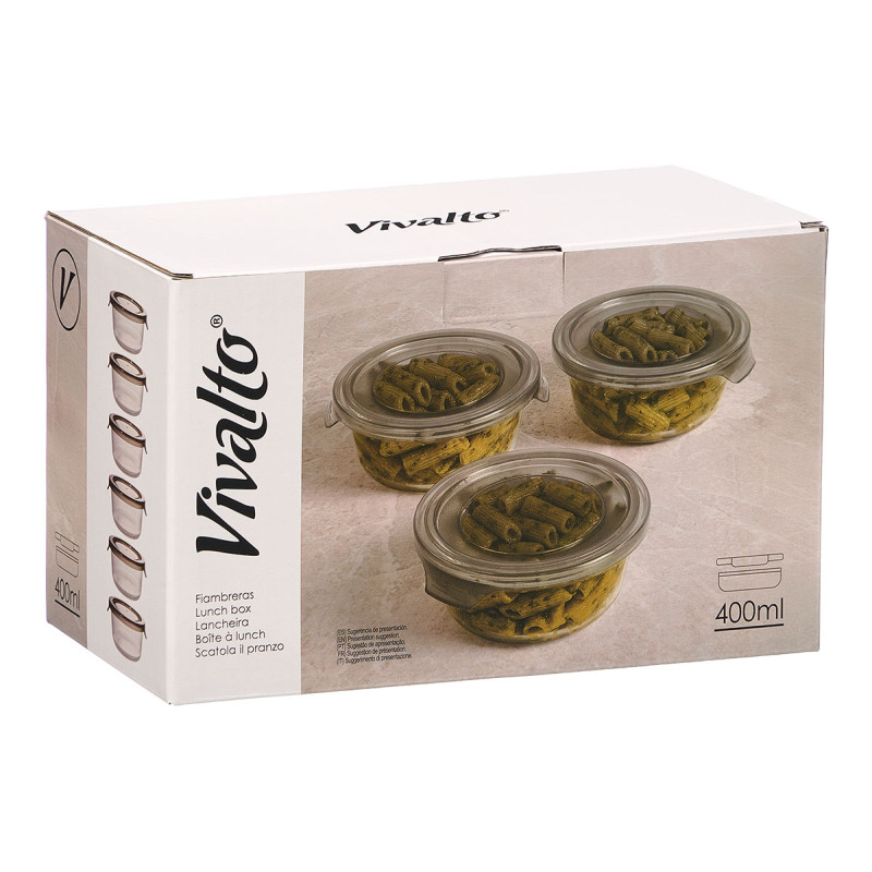 GRAY ROUND LUNCH BOX