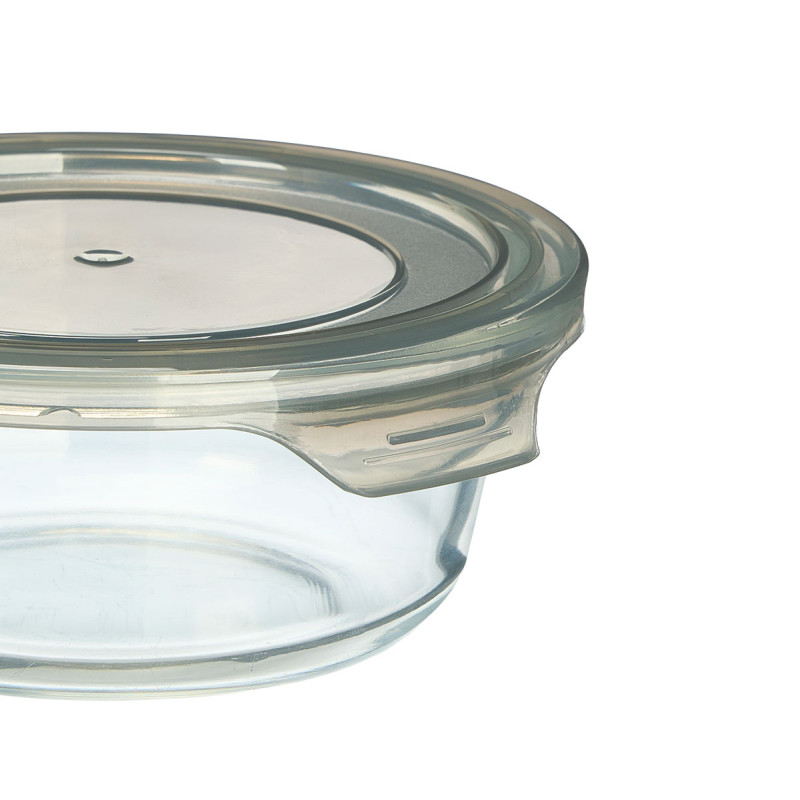 GRAY ROUND LUNCH BOX