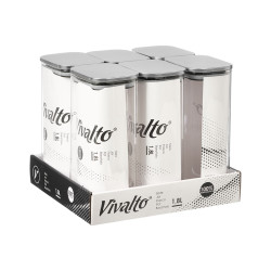 BARATTOLO RETTANGOL BOROSILICAT 1,8L TAPPO ACCIAIO