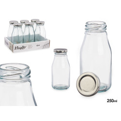 BOUTEILLE VERRE MINI COUVERCLE ARGENT 25