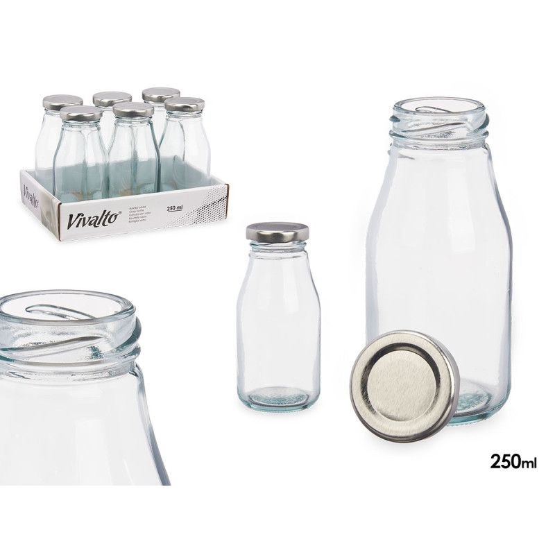 BOUTEILLE VERRE MINI COUVERCLE ARGENT 25