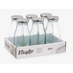 BOTELLA CRISTAL MINI TAPA PLATA 250 ML