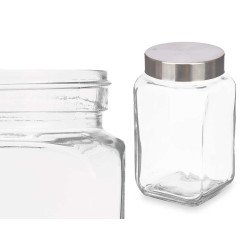 SQUARE GLASS JAR 1L STEEL LID
