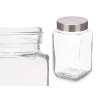 SQUARE GLASS JAR 1L STEEL LID