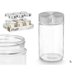 ROUND GLASS JAR 1L STEEL LID