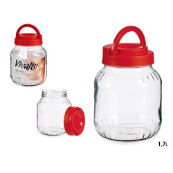 FRASCO VIDRO 1,7L TAMPA VERMELHA 