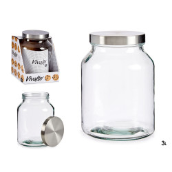 GLASS POT WITH METAL LID