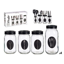 SET 4 CUBERTEROS VIDRIO CON TAPA METAL