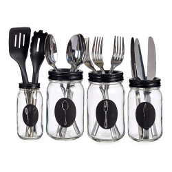 SET 4 CUTTLERY STATION WITH METAL LID 