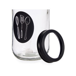 PORTA TALHERES VIDRO C TAMPA METAL UTENSI COZINHA