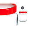 1L TRANSPARENT GLASS JAR RED LID