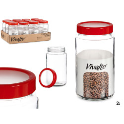 FRASCO VIDRO 2L TRANSPARENTE TAMPA VERMELHA