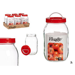 BARATTOLO DI VETRO 2L COPERCHIO ROSSO MANICO