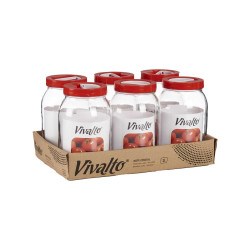 BARATTOLO DI VETRO 2L COPERCHIO ROSSO MANICO