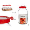 3L GLASS JAR WITH RED LID AND HANDLE 
