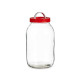 3L GLASS JAR WITH RED LID AND HANDLE 
