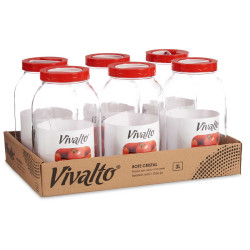 3L GLASS JAR WITH RED LID AND HANDLE 