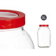 3L GLASS JAR WITH RED LID AND HANDLE 
