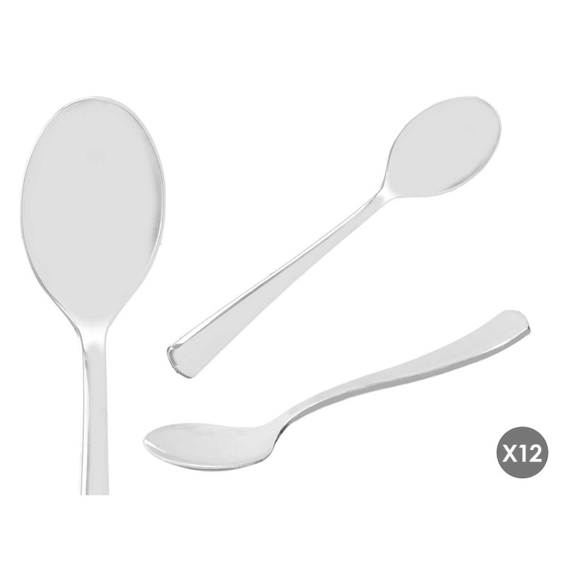 CONJ 12 COLHERES EM PLASTICO PRATEADO