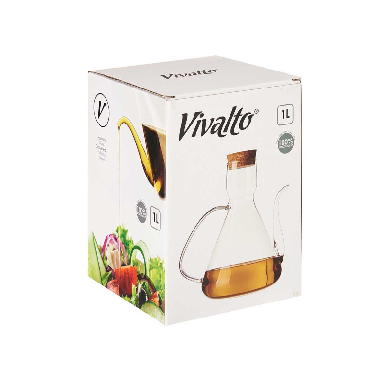 GALHETEIRO BOROSILICATO COM TAMPA CORTIÇA 1000ML