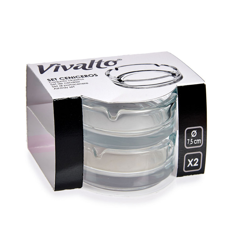 SET 2 GLASS ASHTRAY 7,2CM