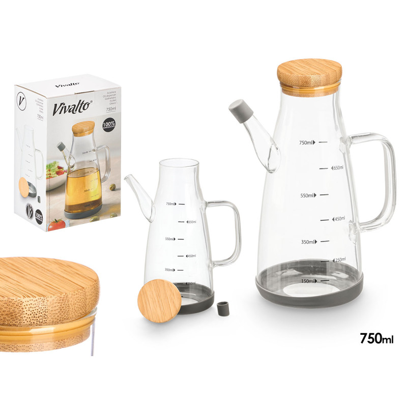 GALHETEIRO BOROSILICATO 750ML TAMPA BAMBU