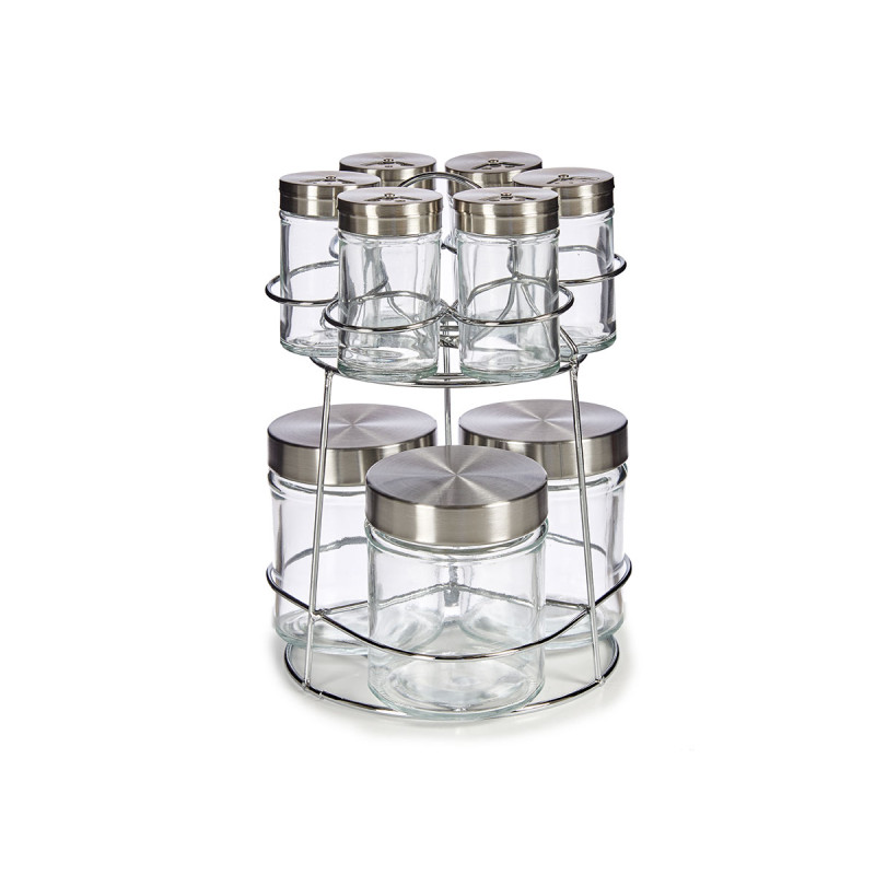 SET 9 BOTES CRISTAL SOPORTE METAL REDOND