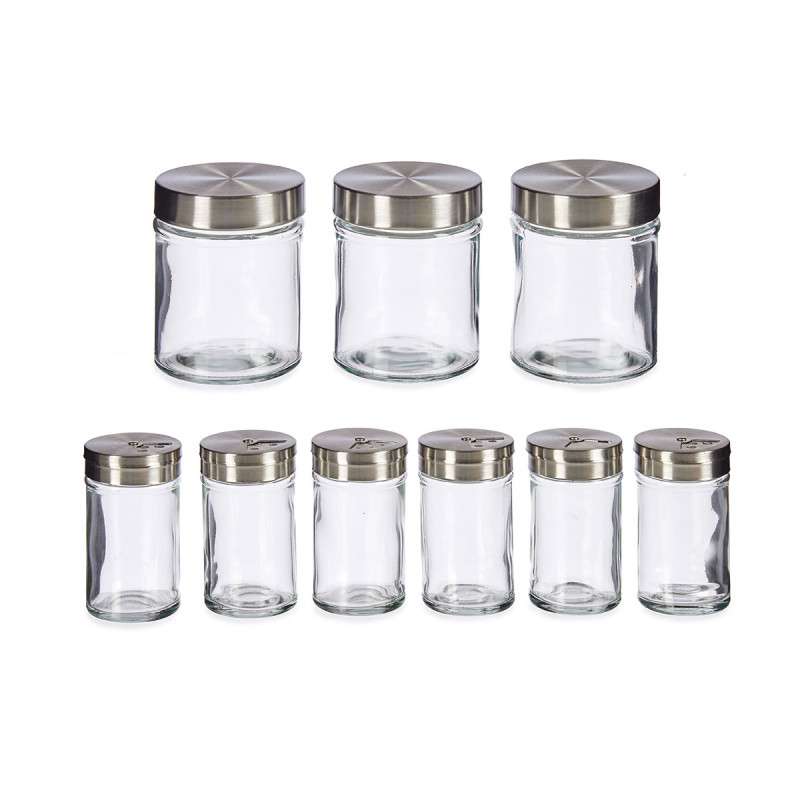 SET 9GLASS JARS AND SPICE BOTTLE 85 320M