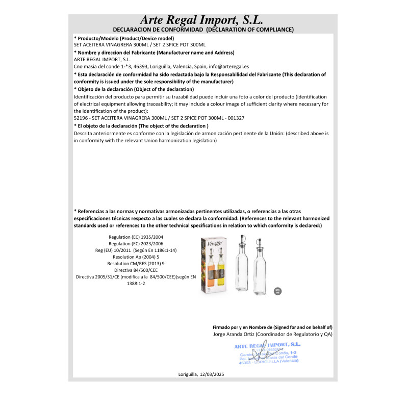 SET ACEITERA VINAGRERA 300ML