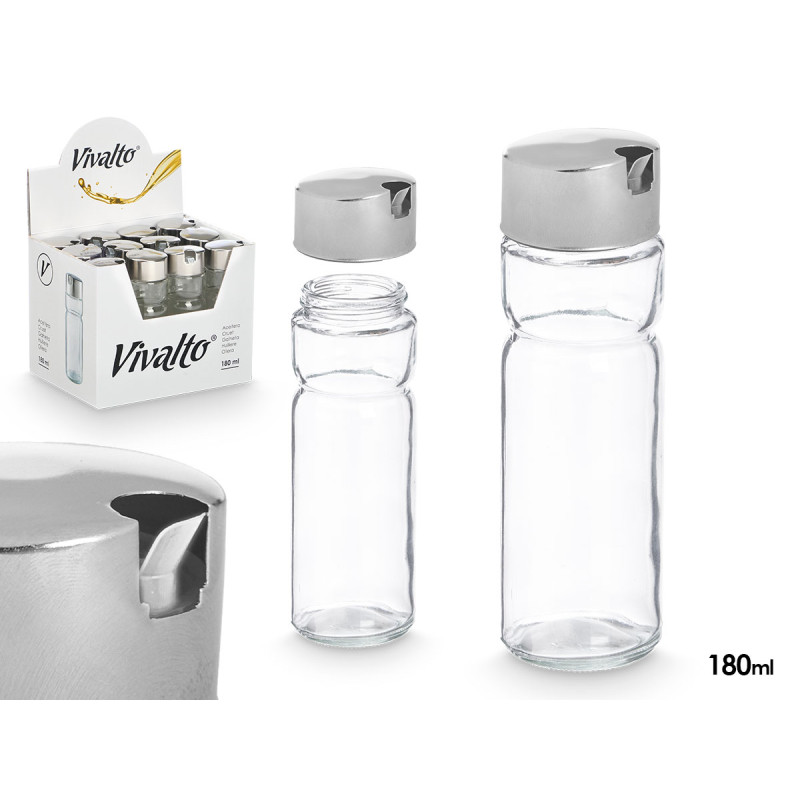 HUILIER EN VERRE AVEC BOUCHON EN METAL 180ML