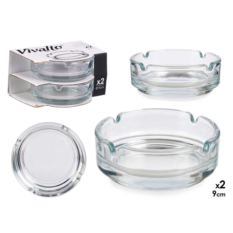 SET 2 POSACENERE VETRO 9 CM