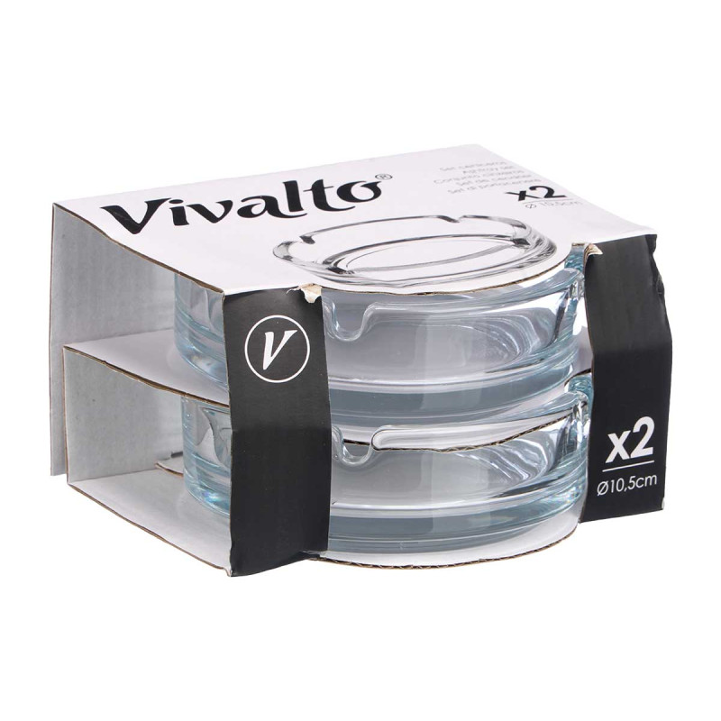 CONJ 2 CINZEIROS VIDRO GRANDE 10,5CM 