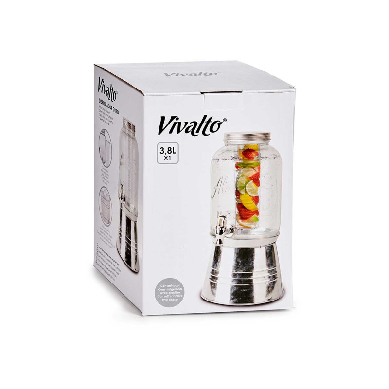 JARRO COM SUPORTE E REFRIGERADOR 3800ML PRATEADO 