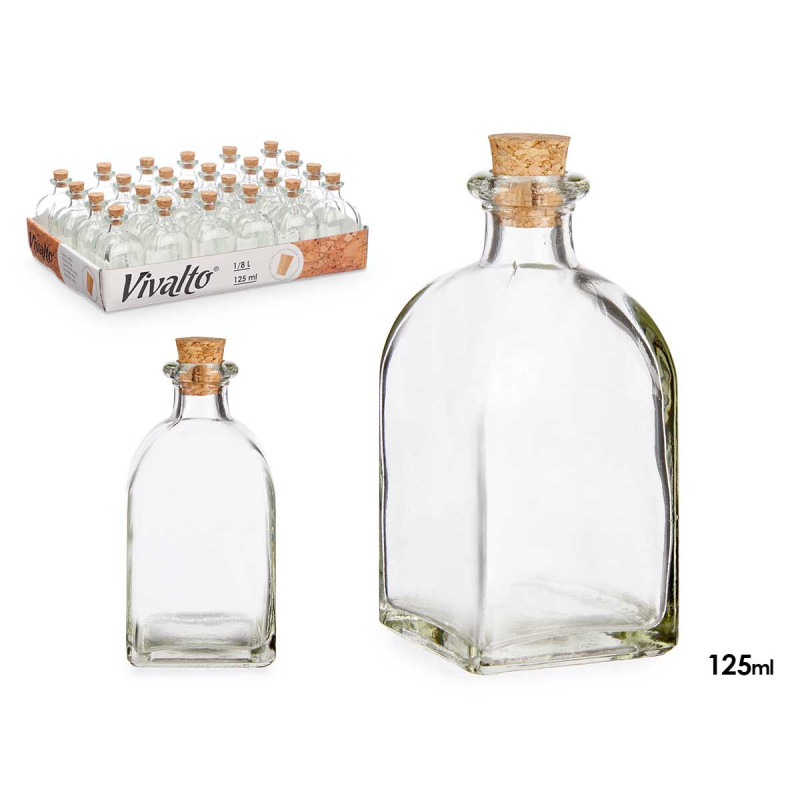 FRASCO VIDRO 125 ML TAMPA CORTICA