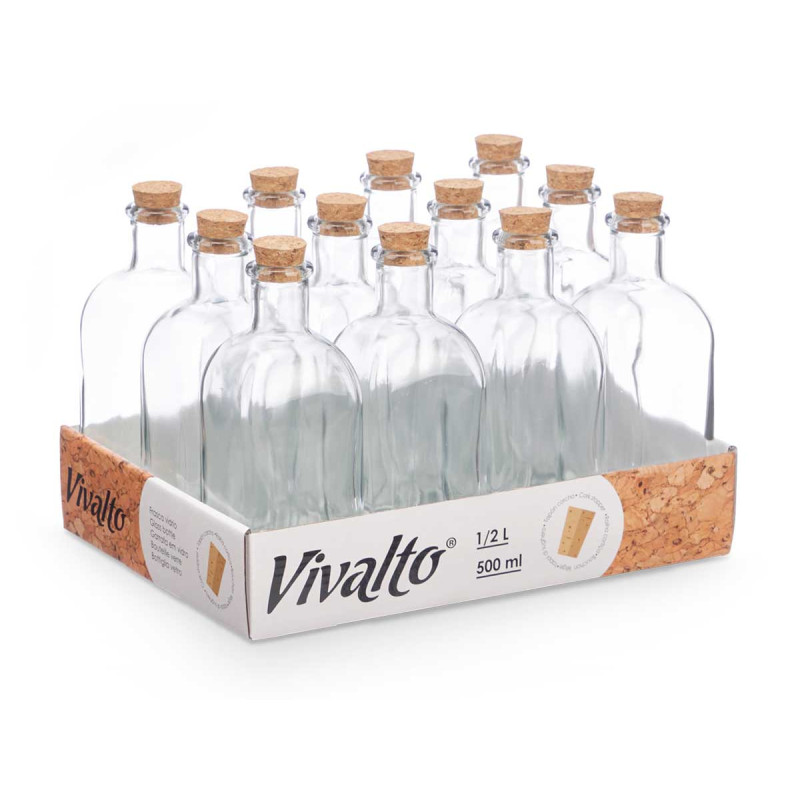 GLASS BOTTLE 500 ML CORK STOPPER 