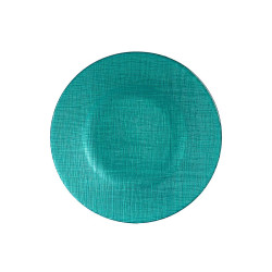 ASSIETTE VERRE 21CM TURQUOISE