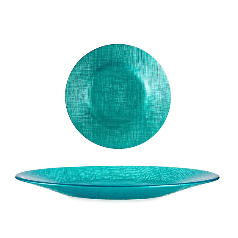 PLATO VIDRIO 21CM TURQUESA