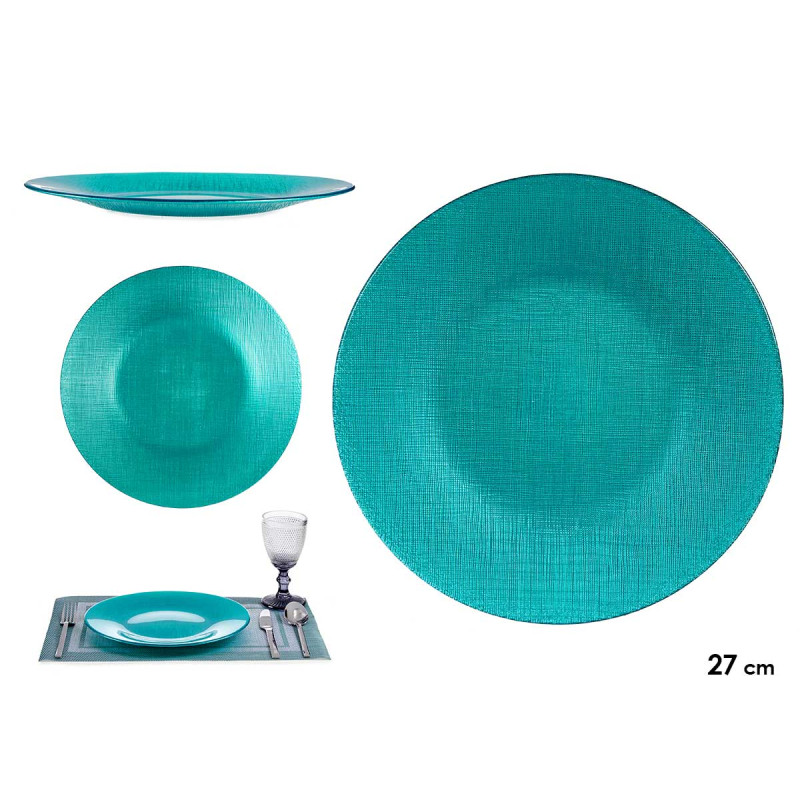 PIATTO VETRO 27CM TURCHESE