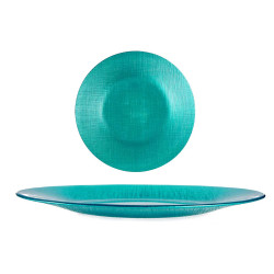 PIATTO VETRO 27CM TURCHESE
