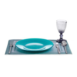 ASSIETTE VERRE 27CM TURQUOISE