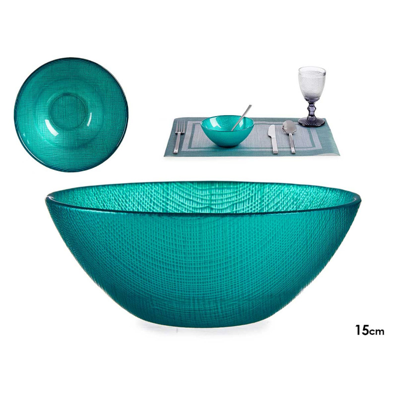 TIGELA VIDRO 15CM TURQUESA 