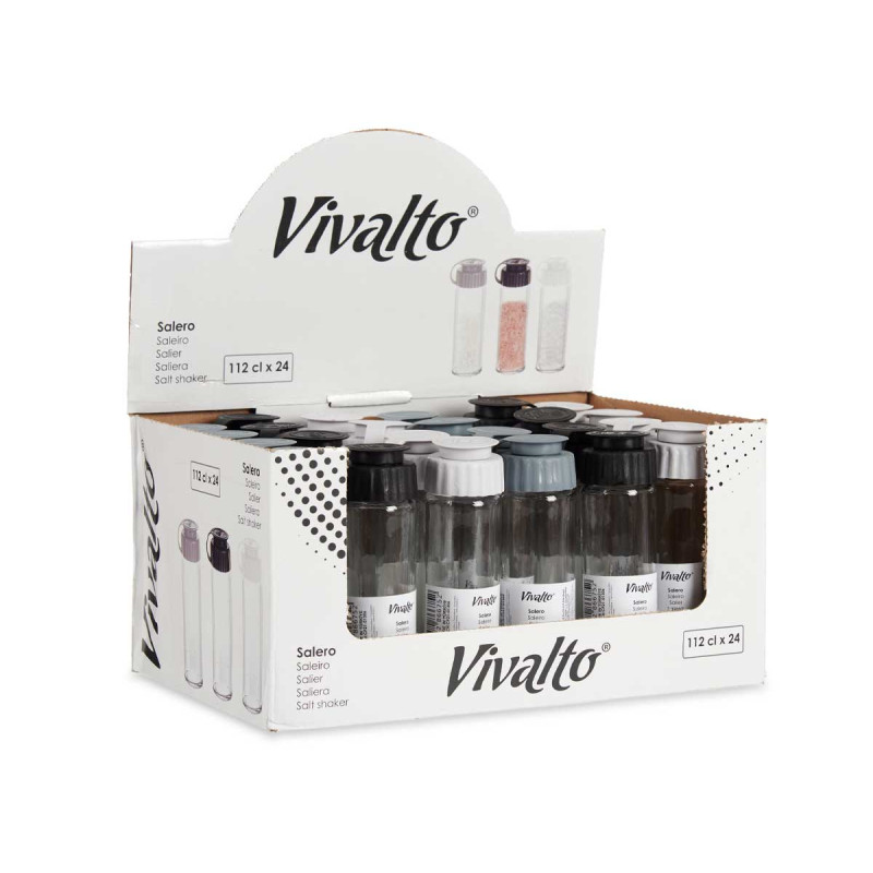 SALEIRO VIDRO 112ML SORT 3 BRANCO PRETO CINZENTO 