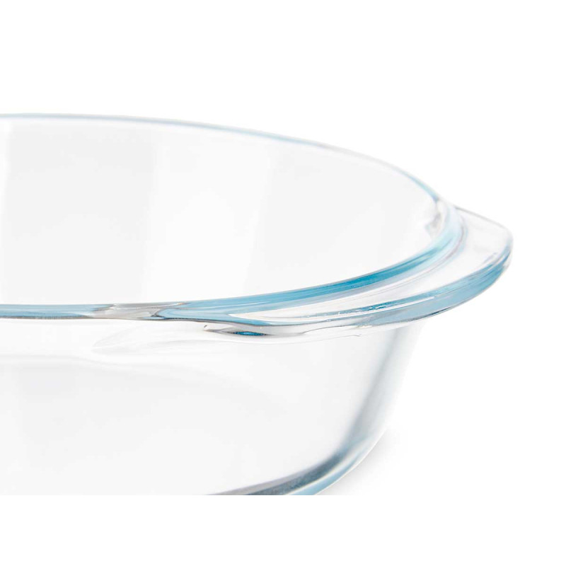 BOROSILICATE ROUND TRAY WITH HANDLES 800ML
