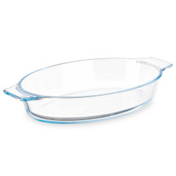 PLATEAU OVALE EN BOROSILICATE AVEC POIGNÉES 800ML