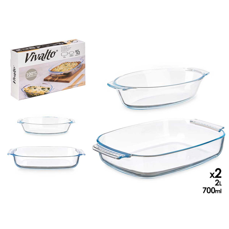 SET 2 BOROSILICATE TRAYS 700 2000ML