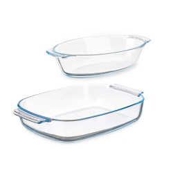 SET 2 PLATEAUX EN BOROSILICATE 700 2000ML