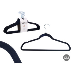 SET 12 BLACK FLOCKED HANGERS