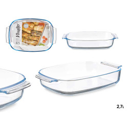 PLATEAU RECT EN BOROSILICATE AVEC POIGNÉES 2700ML