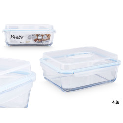 HERMETIC BOROSILICATE LUNCH BOX W HANDLES 4800ML
