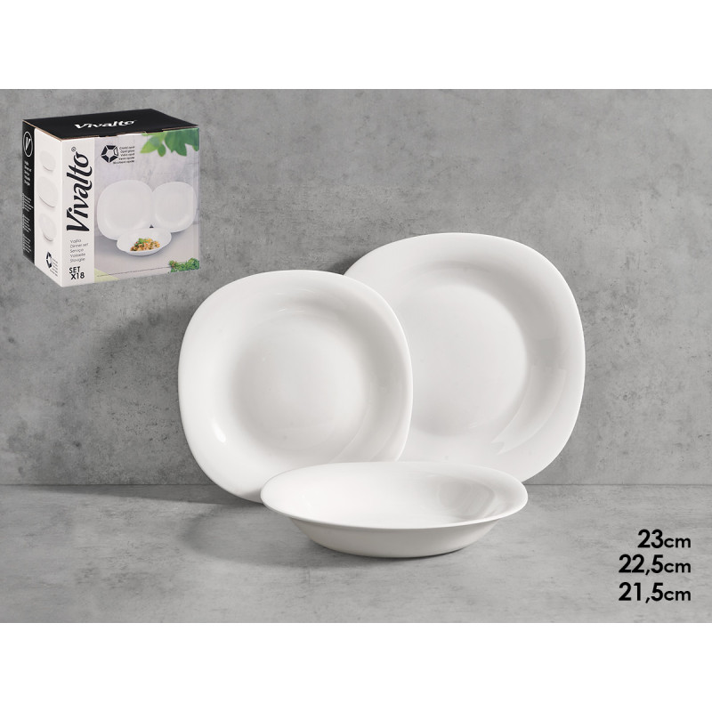 SET DINNERWARE OPAL RECTANGULAR 18 PIECES 